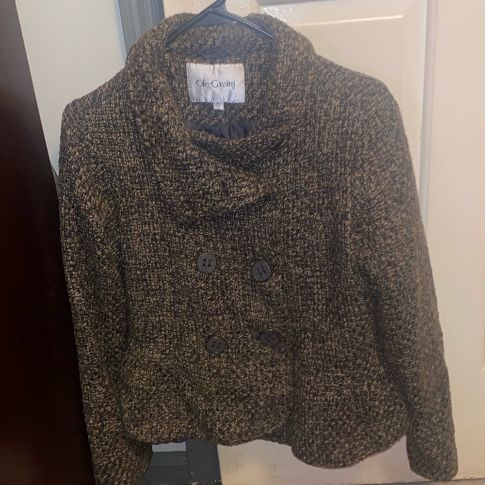 Oleg Cassini Wool Blend Woven Button Classic Workwear Peacoat XL